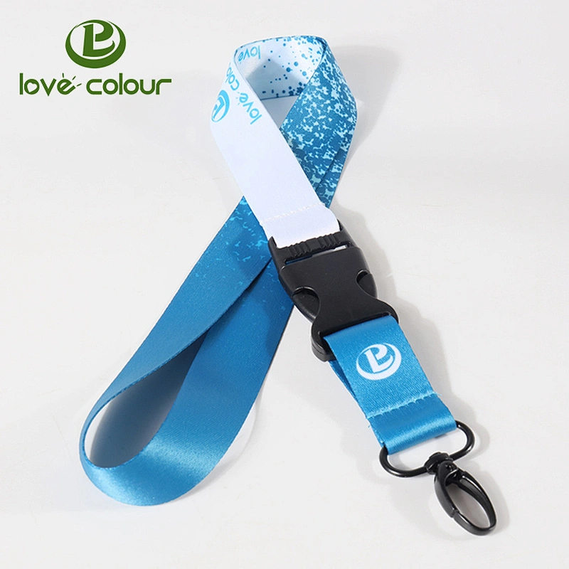 Lovecolour custom full color print sublimation polyester lanyards strap with safety break