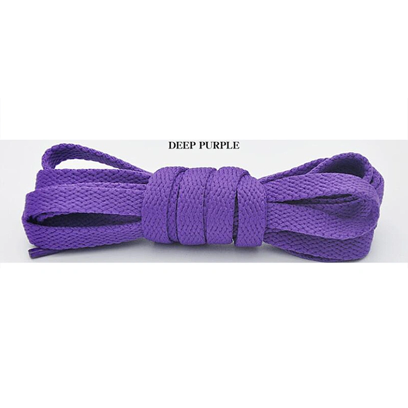 Custom Polyester 8mm Wide Black Flat Shoelace Shoestring Plastic Tips Shoe laces