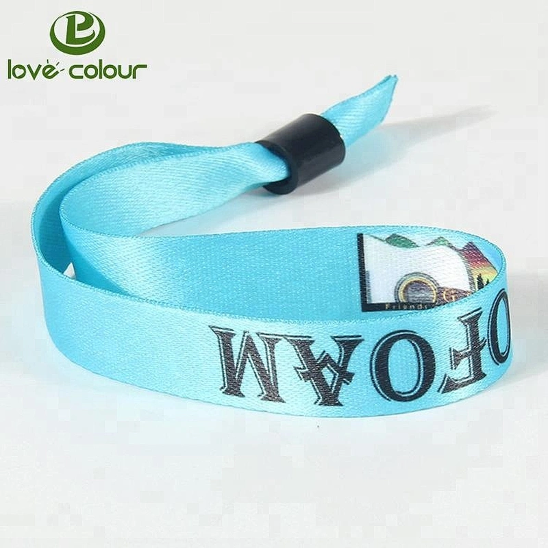 Custom printing polyester ribbon bracelet for festival event