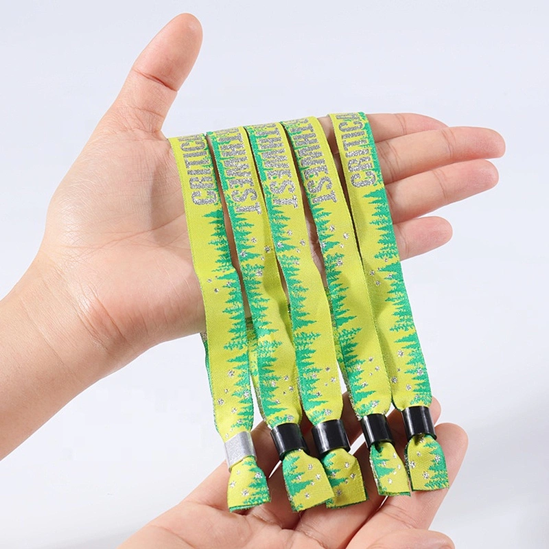Custom Christmas events woven polyester fabric wristband bracelet