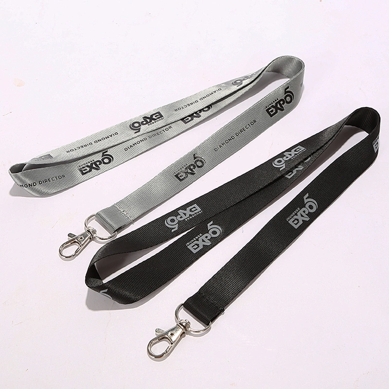 New arrival polyester custom high quality grey and black plain lanyards