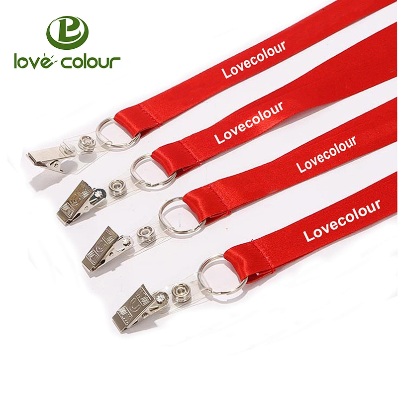 Custom polyester printing logo lanyard strap with two hooks