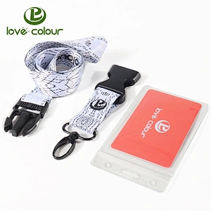 Customized high quality pvc id card holder lanyard with safty buckle hook