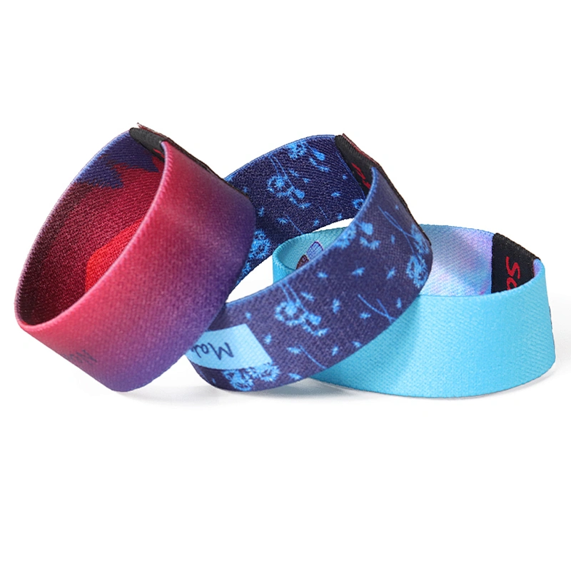 Custom Logo Stretch Bracelets Woven Festival Elastic Wristbands for Events
