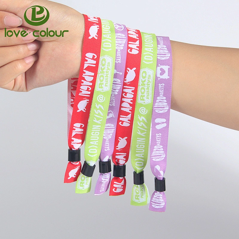 Factory custom polyester club fabric wristband with lock