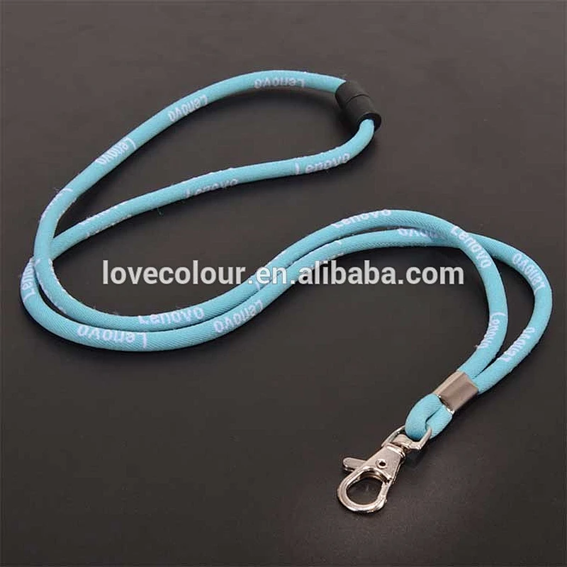 Lovecolour custom color round rope lanyard with woven logo