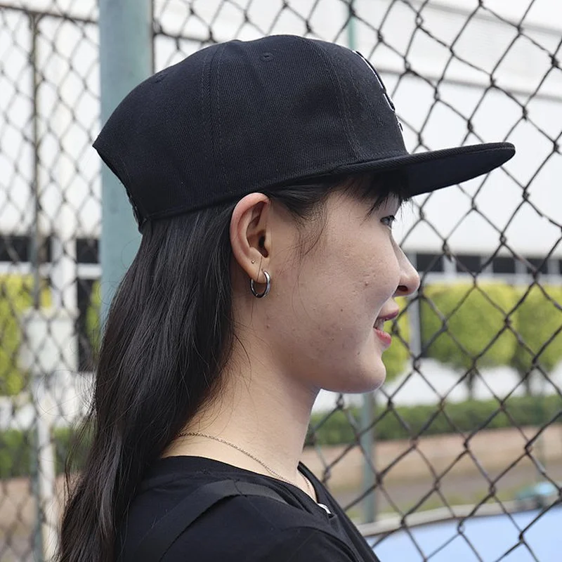 Custom black plain snapbacks caps Hip-hop flat brim hat