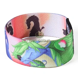 Custom Heat Transfer OEM Design Woven Label Fabric Elastic Wristband