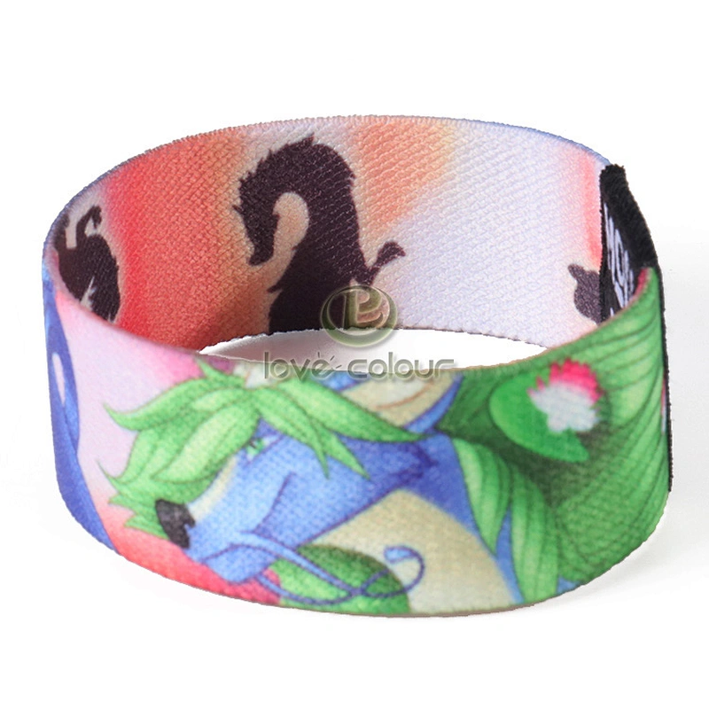 Custom Heat Transfer OEM Design Woven Label Fabric Elastic Wristband