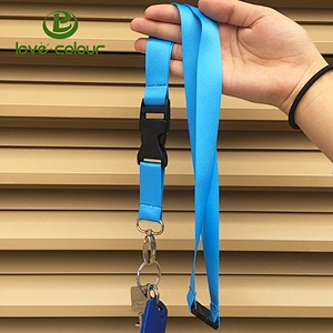 Custom bright solid color polyester lanyard neck ribbon with breakaway buckle