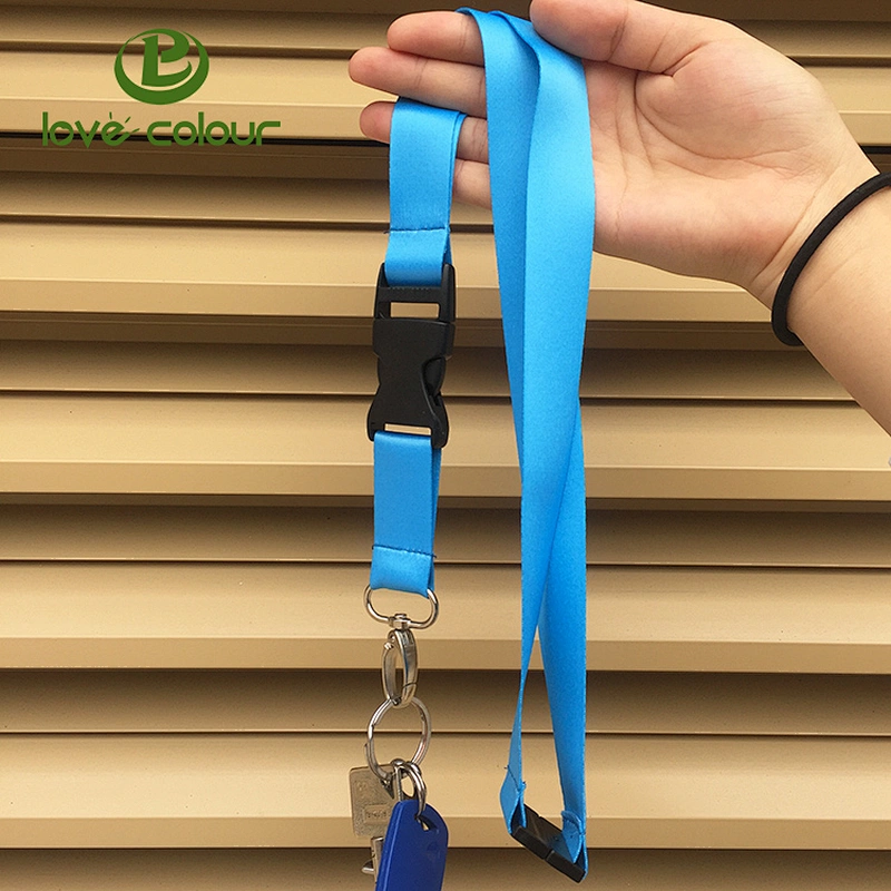 Custom bright solid color polyester lanyard neck ribbon with breakaway buckle