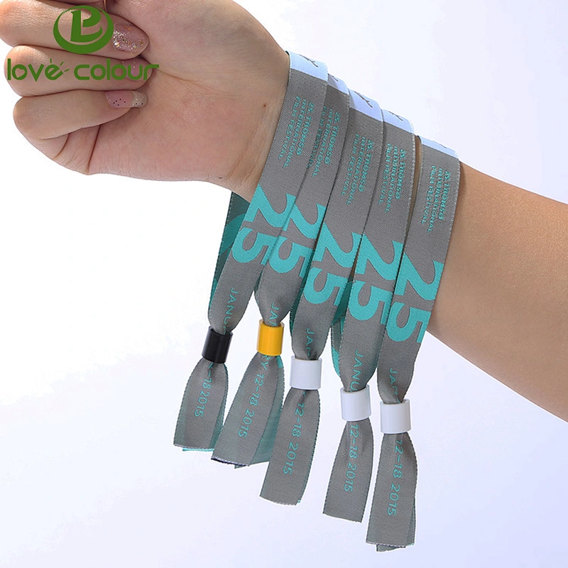 Factory customized entrance fabric wristband with different plastic lock for big events