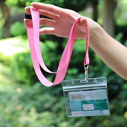 Custom plastic soft card holder lanyard with safety buckle for trade show