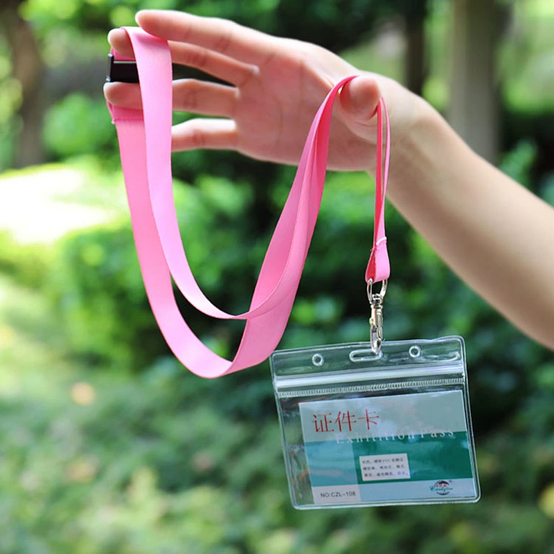 Custom plastic soft card holder lanyard with safety buckle for trade show