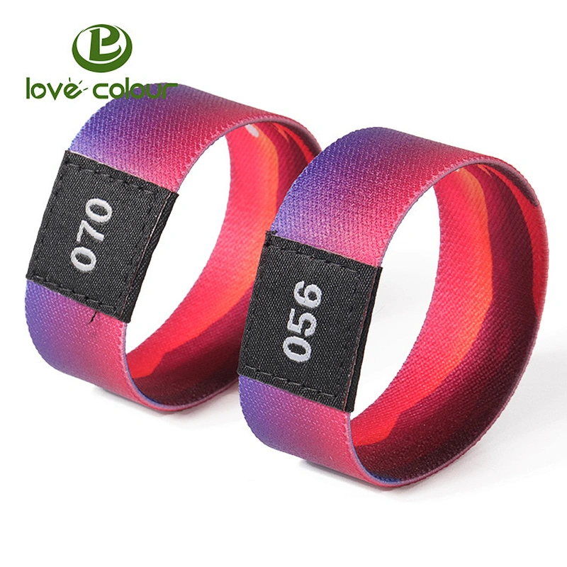 Good quality reusable festival bracelet elastic fabric wristband with custom logo