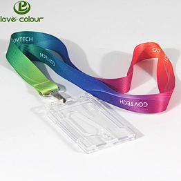 Reusable hard PVC plastic name badge card holder with lanyard