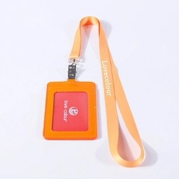Custom Vertical Leather Card Holder Lanyard Necklace with Dog Clip