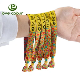 Guangzhou manufacture one time use customize colorful woven festival wristbands