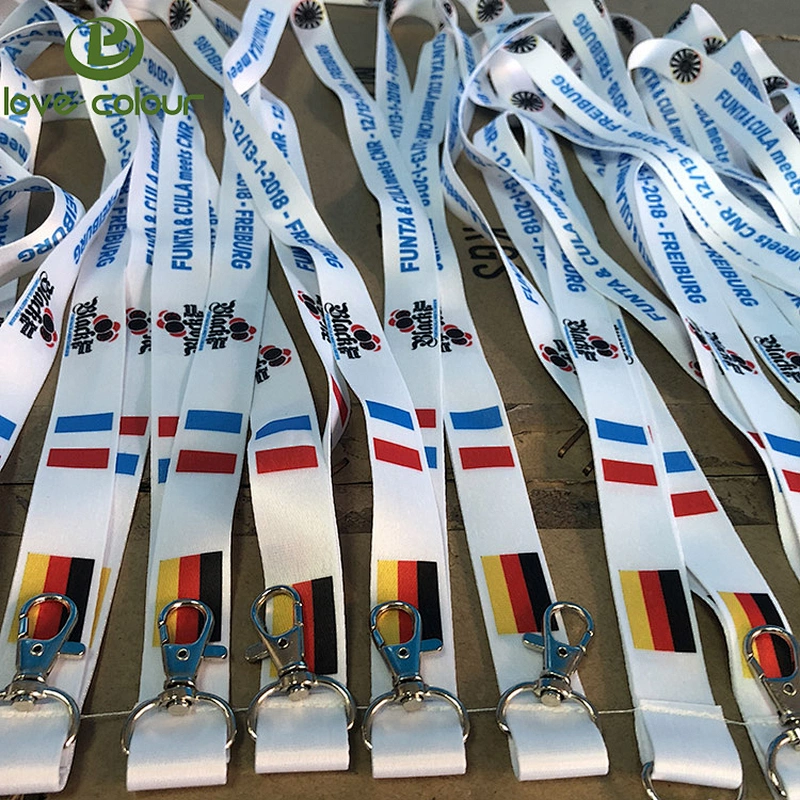 Custom polyester flat heat transfer printing lanyard customized