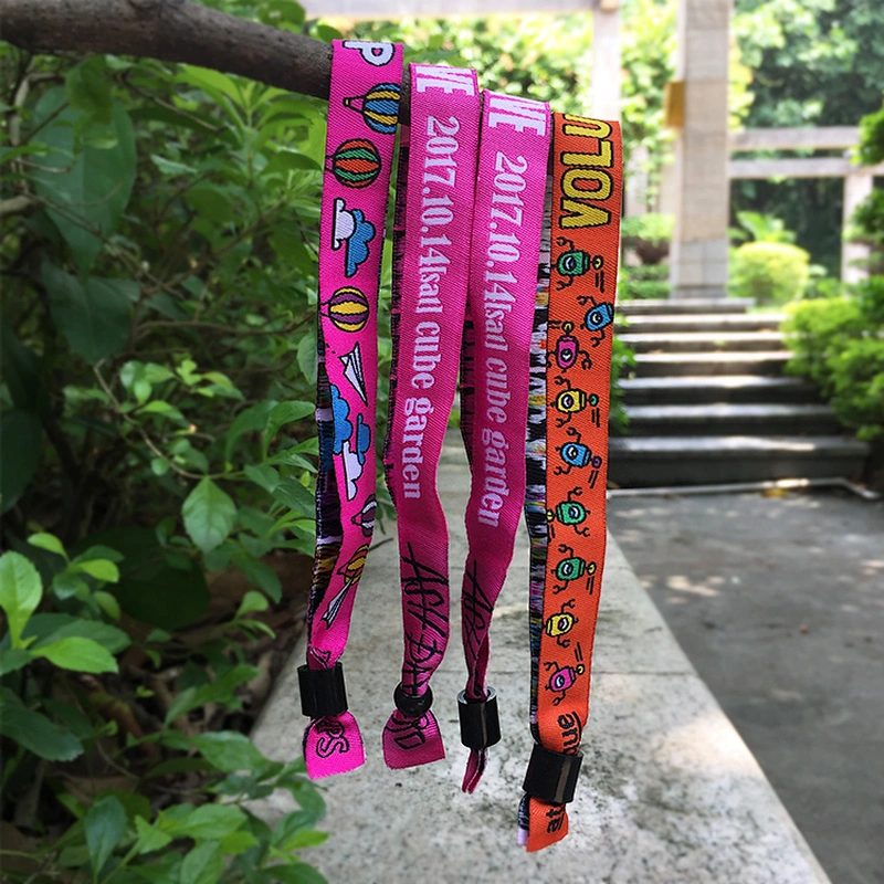 Customized Fabric Woven Logo Wristband Bracelet For Music Festival