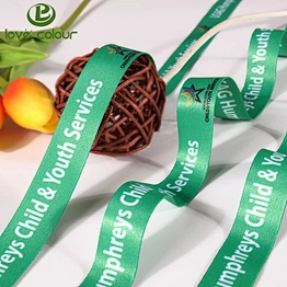 Promotional Printing Logo Double Face Polyester Sublimation Ribbon in the Color Green