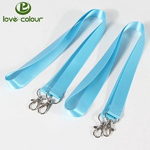 Cheap custom Polyester Keychain Light Blue Neck Straps