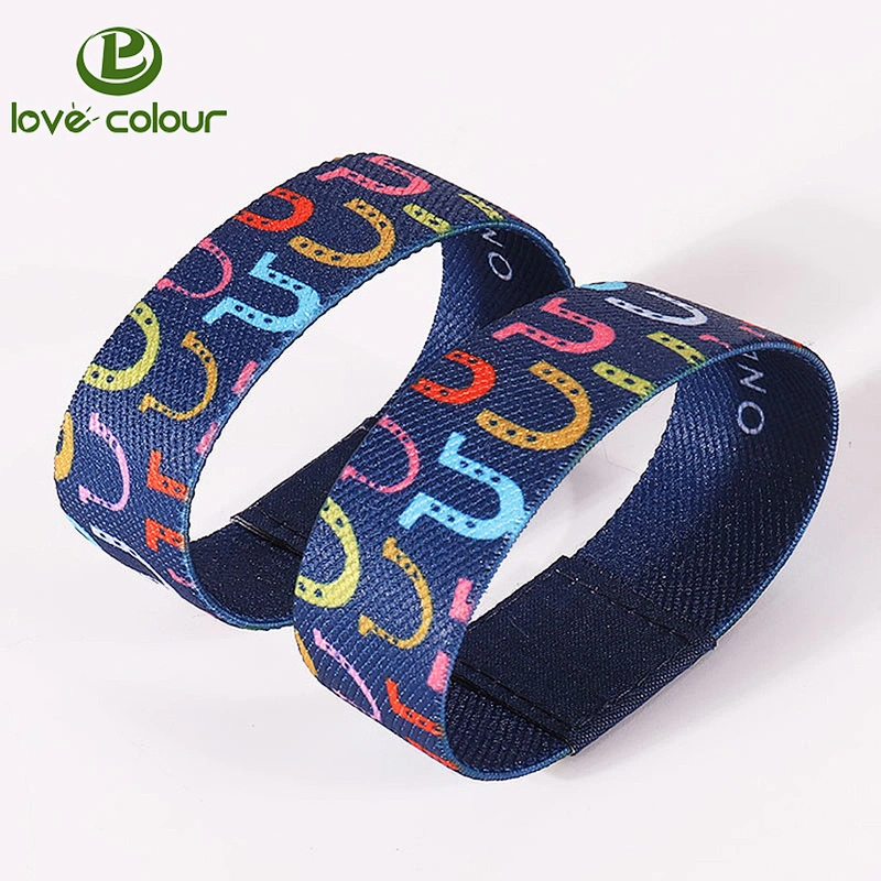 Promotional Fabric Textile Polyester Elastic Mens Bracelets For Event