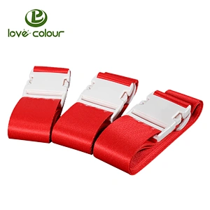 Custom polyester webbing luggage safety belt with white buckle