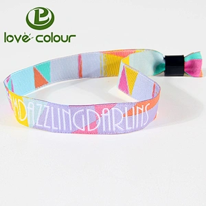 Cheap personalised custom printed polyester fabric cloth wristband woven bracelets
