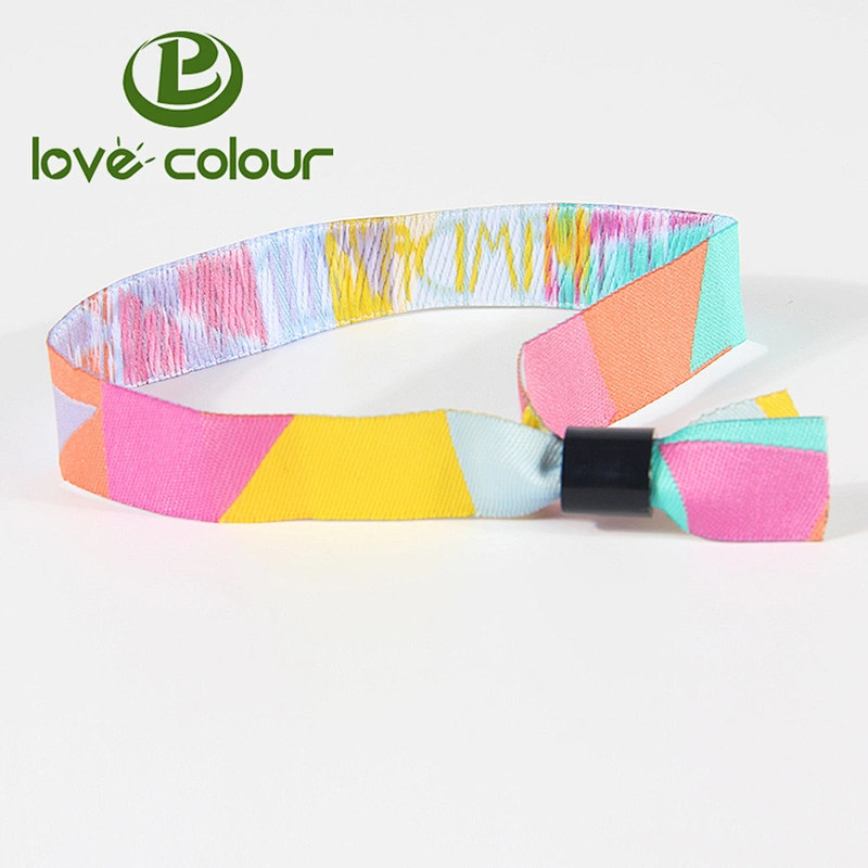 Customize Made Woven Football Events Disposable Wristbands With Plastic Lock