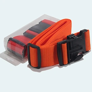 Custom polyester luggage belt packing strap with adjustable plastic buckle