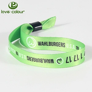 Giveaways items polyester personalized cloth festival wristband snap closure