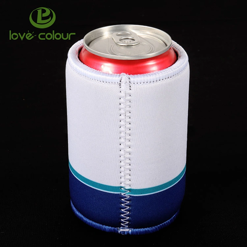 Custom White Neoprene Foldable Bottle Can Cooler Sublimation Sleeves Coolies