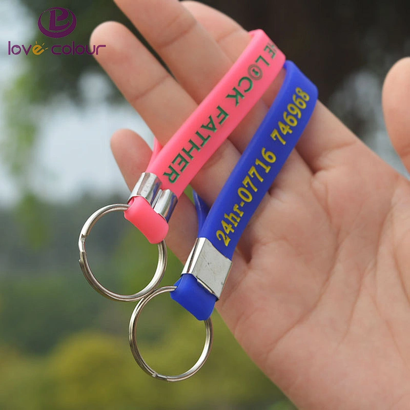Cheap custom made rubber key chain silicone wristband keychain
