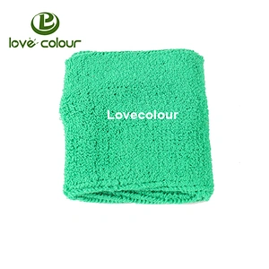 Custom green color cotton embroidery logo sweatband for sports