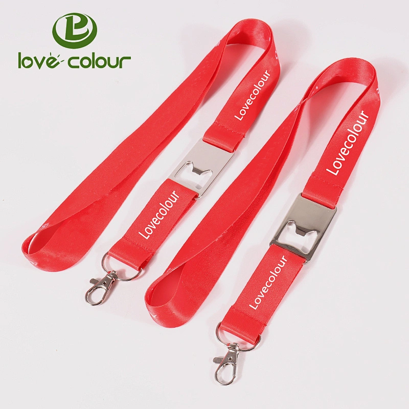 New arrivals factory custom advertising red lanyard with bottle opener