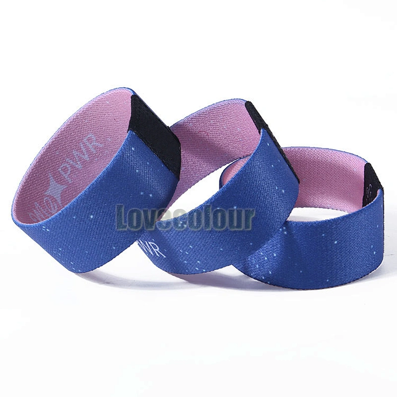 Professional printing elastic polyester hand band wristband with custom logo