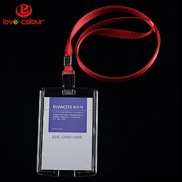 Wholesale acrylic id card holder badge with lanyard strap in stock