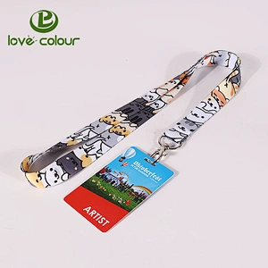 Fashionable bright color cartoon character polyester lanyard and badge holders