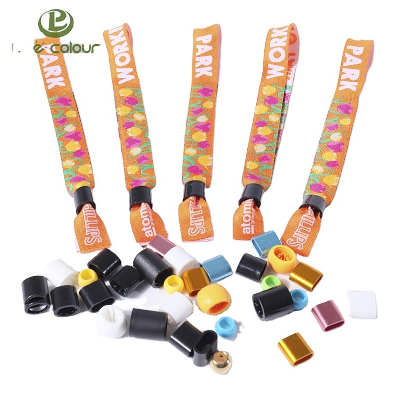 Custom Fabric Polyester Woven Bracelets One Time Secure Wristband For Event And Festival