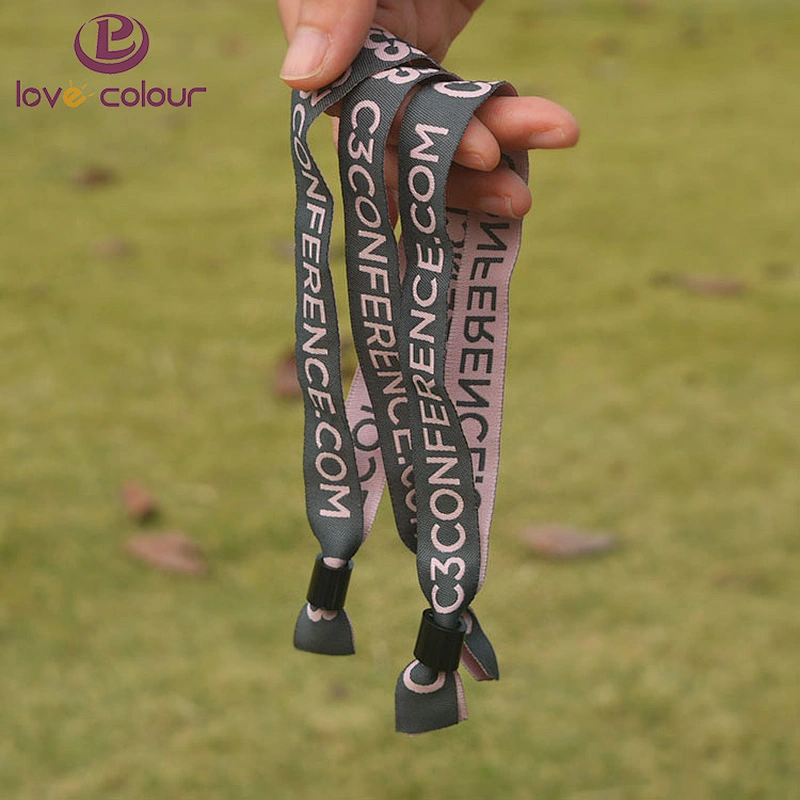 Customized Fabric Woven Logo Wristband Bracelet For Music Festival