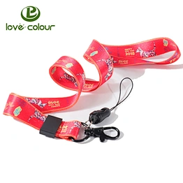 New Year Custom Multi color Keychain Holder Polyester Printing Strap Lanyard For Phone or Id Card