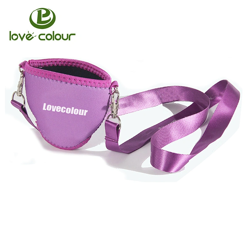 Polyester material custom lanyard with neoprene wine glass holder