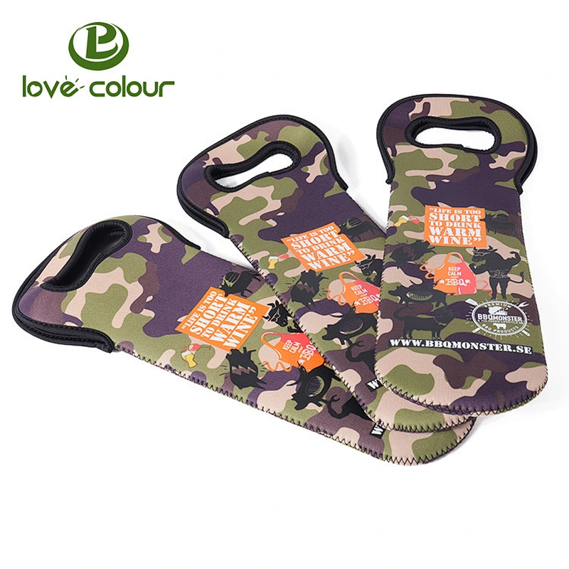 Party using custom neoprene wine holder / sleeve for promotion