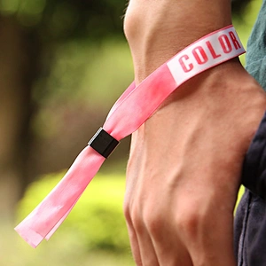 Polyester cloth satin bracelet /party wristband with reusable lock