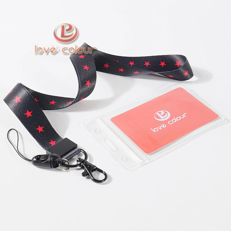 Custom Plastic ID Badge Holders Black Lanyards Strap