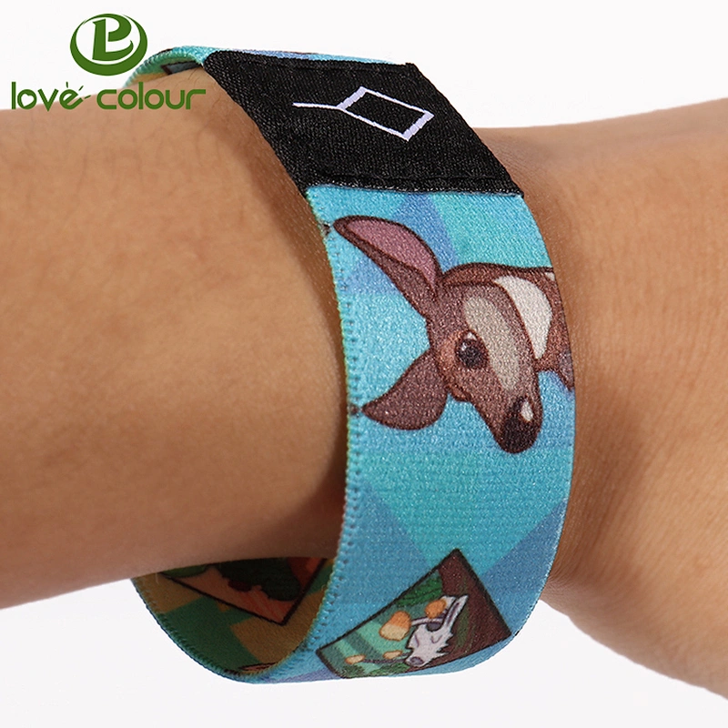 Custom logo polyester elastic bracelet/wristband for festival event