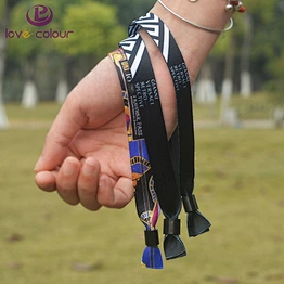 Polyester custom wrist bands bracelets hand bands with plastic locks