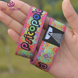 Custom Sublimation Full Color Festival Bracelet Event Elastic Fabric Wristband