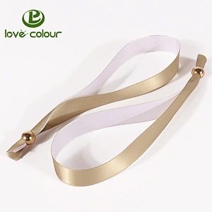 Decoration use printing satin ribbon wristband with barrel plastic lock